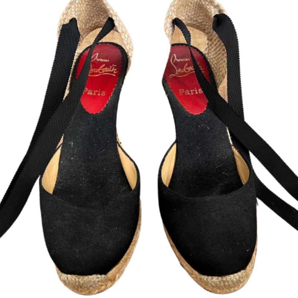 Christian Louboutin, Black, Women's Size 7 Espadrille